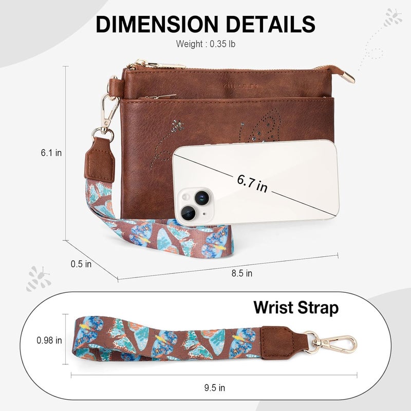 KITEVIUN Wristlet Wallets Clutch Purses for Women, Slim RFID Blocking Cell Phone Wallet Purse with Credit Card Holder - Image 2